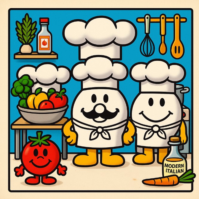 Kitchen of expert Italian chefs